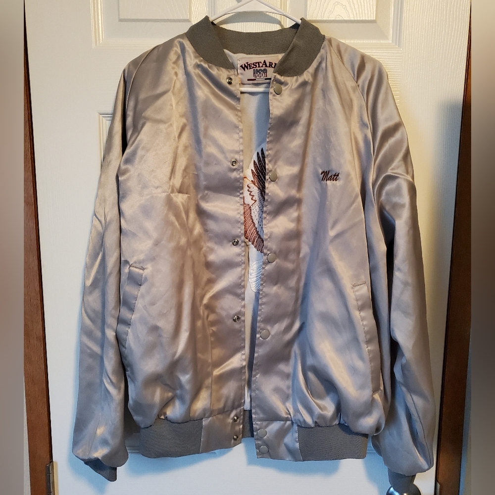 Men's vintage silky eagle bomber jacket